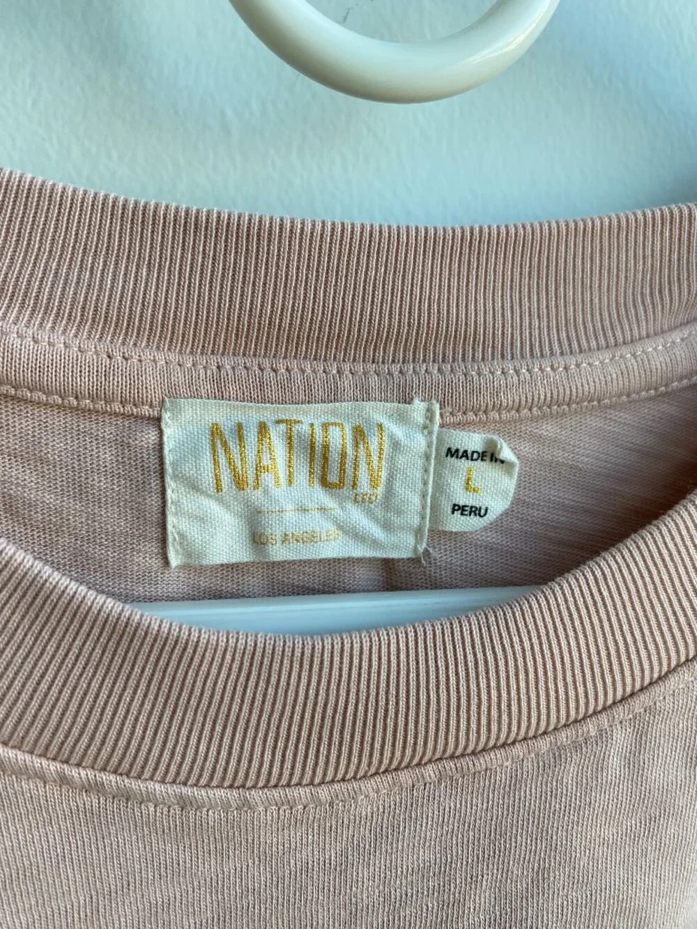 Nation LTD Pink Pima Cotton Flutter Sleeve Top sz L - Picture 3 of 3